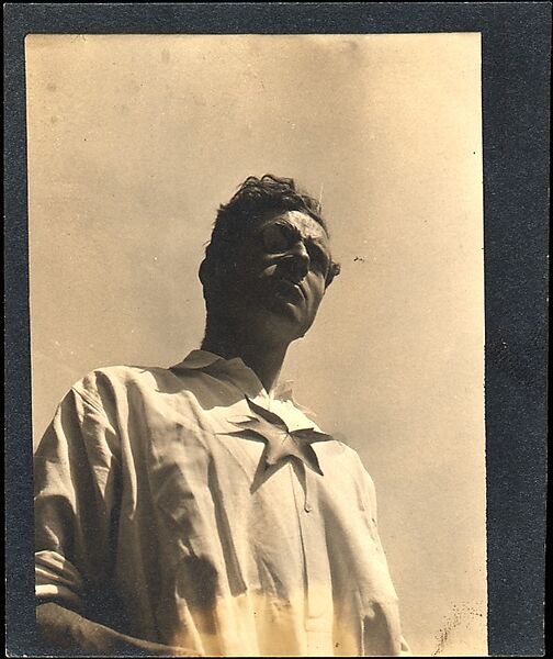 [Paul Grotz, Wearing Monocle and Maple Leaf on Chest (From Below), Probably Canada], Walker Evans (American, St. Louis, Missouri 1903–1975 New Haven, Connecticut), Gelatin silver print 