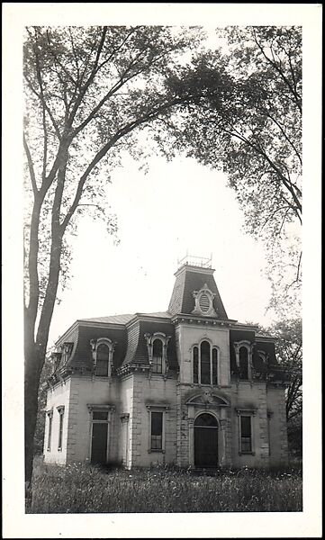 [Brick Second Empire House, Tree in Left Foreground], Walker Evans (American, St. Louis, Missouri 1903–1975 New Haven, Connecticut), Gelatin silver print 