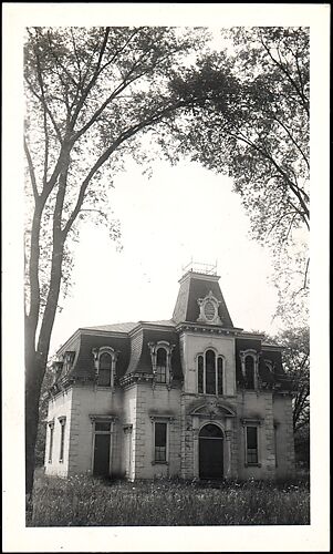 [Brick Second Empire House, Tree in Left Foreground]
