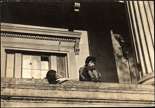 [Jane Ninas and Christine Fairchild on Balcony, Belle Grove Plantation House, White Castle, Louisiana], Walker Evans (American, St. Louis, Missouri 1903–1975 New Haven, Connecticut), Gelatin silver print 