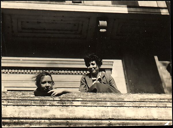 [Jane Ninas and Christine Fairchild on Balcony, Belle Grove Plantation House, White Castle, Louisiana], Walker Evans (American, St. Louis, Missouri 1903–1975 New Haven, Connecticut), Gelatin silver print 