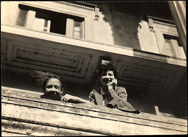 [Jane Ninas and Christine Fairchild on Balcony, Belle Grove Plantation House, White Castle, Louisiana], Walker Evans (American, St. Louis, Missouri 1903–1975 New Haven, Connecticut), Gelatin silver print 