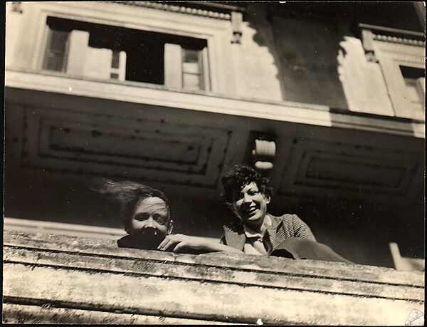 [Jane Ninas and Christine Fairchild on Balcony, Belle Grove Plantation House, White Castle, Louisiana], Walker Evans (American, St. Louis, Missouri 1903–1975 New Haven, Connecticut), Gelatin silver print 