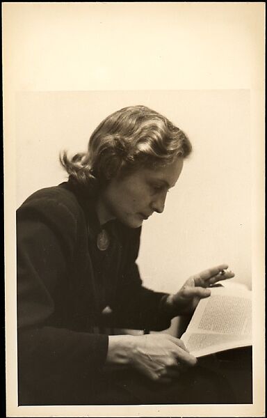 [Eleanor Clark, Reading and Holding Cigarette], Walker Evans (American, St. Louis, Missouri 1903–1975 New Haven, Connecticut), Gelatin silver print 