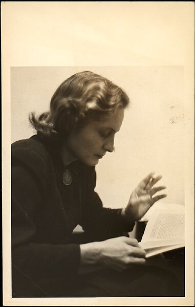 [Eleanor Clark, Reading and Holding Cigarette], Walker Evans (American, St. Louis, Missouri 1903–1975 New Haven, Connecticut), Gelatin silver print 