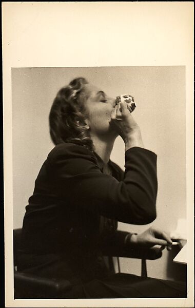 [Eleanor Clark, Drinking from Teacup], Walker Evans (American, St. Louis, Missouri 1903–1975 New Haven, Connecticut), Gelatin silver print 