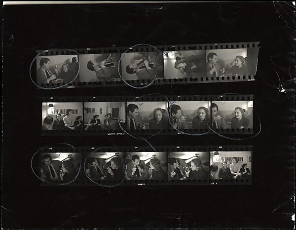 [Contact Sheet of 35mm Negatives: James Agee and Eleanor Clark in Conversation at Party], Walker Evans (American, St. Louis, Missouri 1903–1975 New Haven, Connecticut), Gelatin silver print 