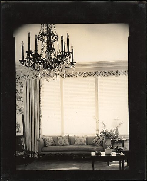 [Living Room, Showing Chandelier and Sofa, Probably Joseph Verner Reed Family Residence], Walker Evans (American, St. Louis, Missouri 1903–1975 New Haven, Connecticut), Gelatin silver print 