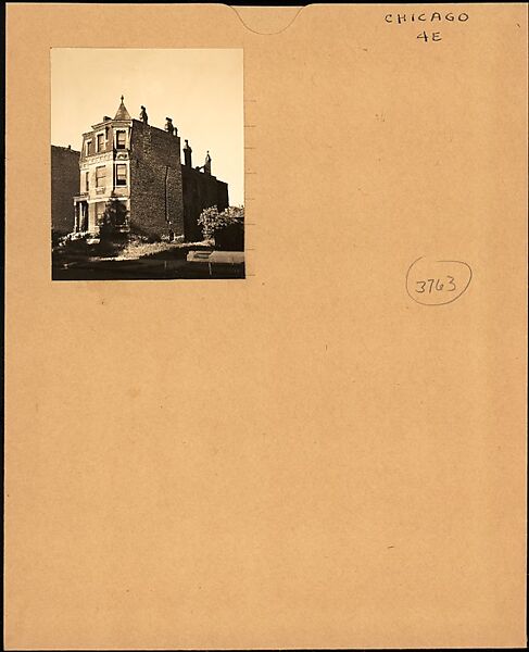 [Oblique View of Dilapidated Second Empire House, for Fortune Portfolio "Chicago: A Camera Exploration"], Walker Evans (American, St. Louis, Missouri 1903–1975 New Haven, Connecticut), Gelatin silver print 
