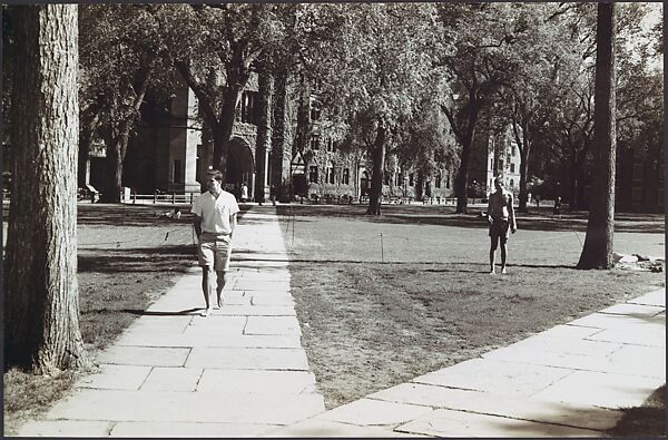 [Young Man on Footpath, Yale University Campus, New Haven, Connecticut, Possibly For Unpublished Fortune Portfolio "The Clothes"], Walker Evans (American, St. Louis, Missouri 1903–1975 New Haven, Connecticut), Gelatin silver print 
