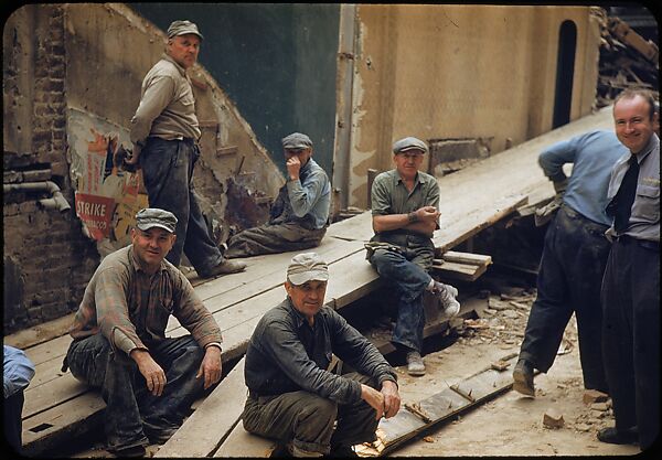 [41 Views and Details of Demolition Sites, Portraits of Wreckers, New York City, for Fortune Article "The Wreckers"], Walker Evans (American, St. Louis, Missouri 1903–1975 New Haven, Connecticut), Color film transparency