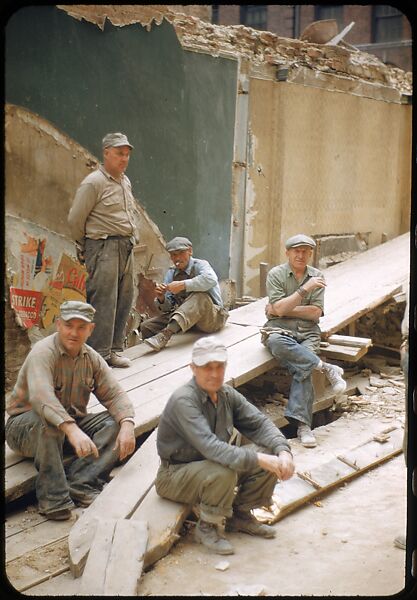 [41 Views and Details of Demolition Sites, Portraits of Wreckers, New York City, for Fortune Article "The Wreckers"], Walker Evans (American, St. Louis, Missouri 1903–1975 New Haven, Connecticut), Color film transparency
