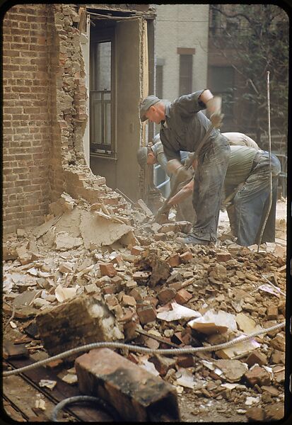 [41 Views and Details of Demolition Sites, Portraits of Wreckers, New York City, for Fortune Article "The Wreckers"], Walker Evans (American, St. Louis, Missouri 1903–1975 New Haven, Connecticut), Color film transparency