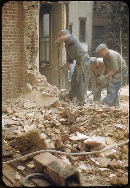 [41 Views and Details of Demolition Sites, Portraits of Wreckers, New York City, for Fortune Article "The Wreckers"], Walker Evans (American, St. Louis, Missouri 1903–1975 New Haven, Connecticut), Color film transparency