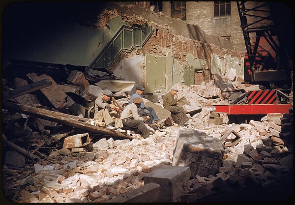 [41 Views and Details of Demolition Sites, Portraits of Wreckers, New York City, for Fortune Article "The Wreckers"], Walker Evans (American, St. Louis, Missouri 1903–1975 New Haven, Connecticut), Color film transparency