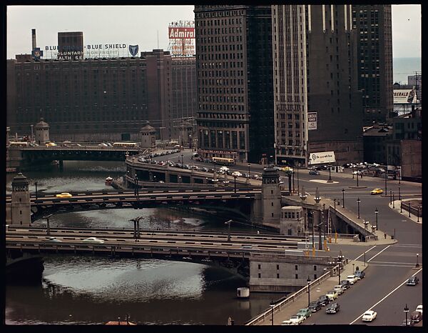 [18 Views of Chicago River and Skyline, for Fortune Article "Chicago River: The Creek That Made a City Grow"], Walker Evans (American, St. Louis, Missouri 1903–1975 New Haven, Connecticut), Color film transparency 