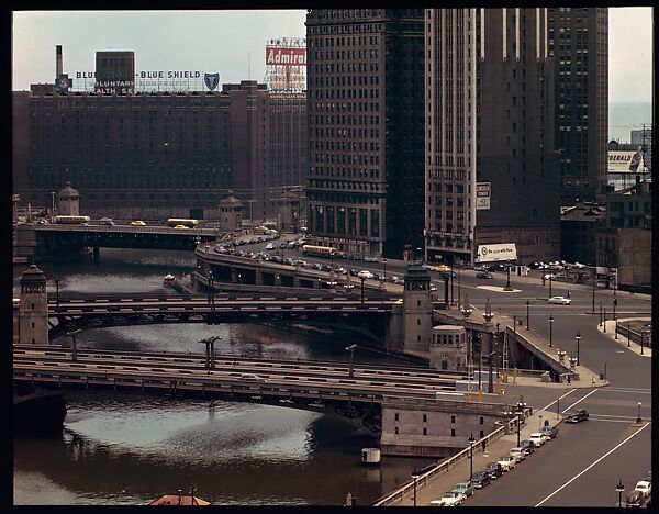 [18 Views of Chicago River and Skyline, for Fortune Article "Chicago River: The Creek That Made a City Grow"], Walker Evans (American, St. Louis, Missouri 1903–1975 New Haven, Connecticut), Color film transparency
