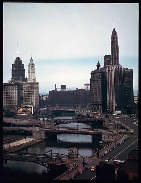 [18 Views of Chicago River and Skyline, for Fortune Article "Chicago River: The Creek That Made a City Grow"], Walker Evans (American, St. Louis, Missouri 1903–1975 New Haven, Connecticut), Color film transparency