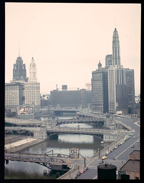 [18 Views of Chicago River and Skyline, for Fortune Article "Chicago River: The Creek That Made a City Grow"], Walker Evans (American, St. Louis, Missouri 1903–1975 New Haven, Connecticut), Color film transparency