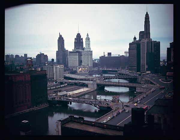 [18 Views of Chicago River and Skyline, for Fortune Article "Chicago River: The Creek That Made a City Grow"], Walker Evans (American, St. Louis, Missouri 1903–1975 New Haven, Connecticut), Color film transparency