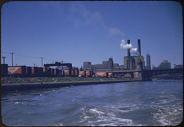 [74 River Scenes, for Fortune Article "Chicago River: The Creek That Made a City Grow"], Walker Evans (American, St. Louis, Missouri 1903–1975 New Haven, Connecticut), Color film transparency