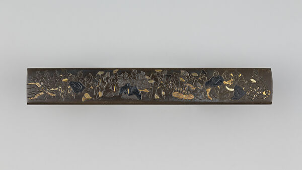 Knife Handle (Kozuka), Copper-silver alloy (shibuichi), gold, silver, Japanese 