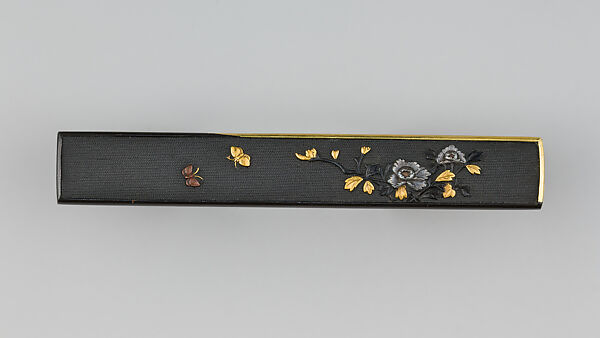 Knife Handle (Kozuka), Copper-gold alloy (shakudō), gold, silver, copper, Japanese 