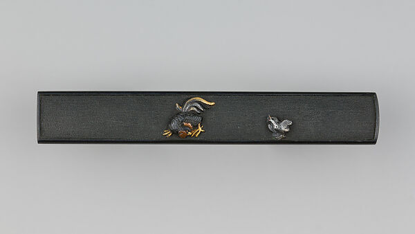 Knife Handle (Kozuka), Copper-gold alloy (shakudō), gold, silver, copper, Japanese 