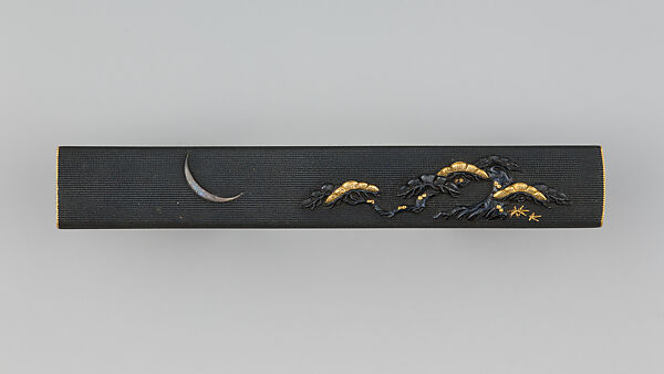 Knife Handle (Kozuka), Copper-gold alloy (shakudō), gold, silver, Japanese 