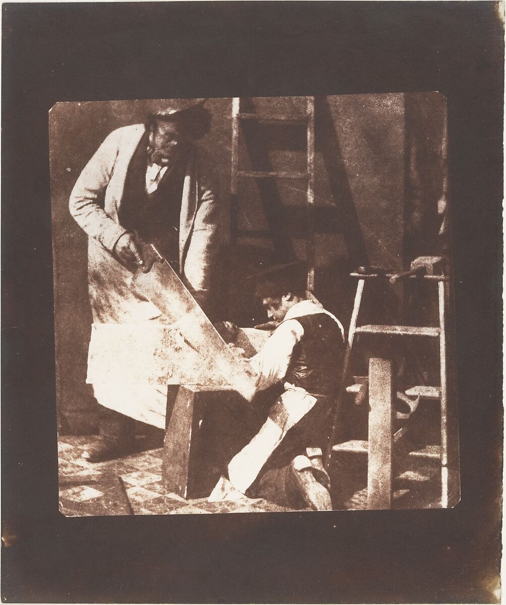 [Carpenter and Apprentice], Attributed to William Henry Fox Talbot (British, Dorset 1800–1877 Lacock), Salted paper print from paper negative 