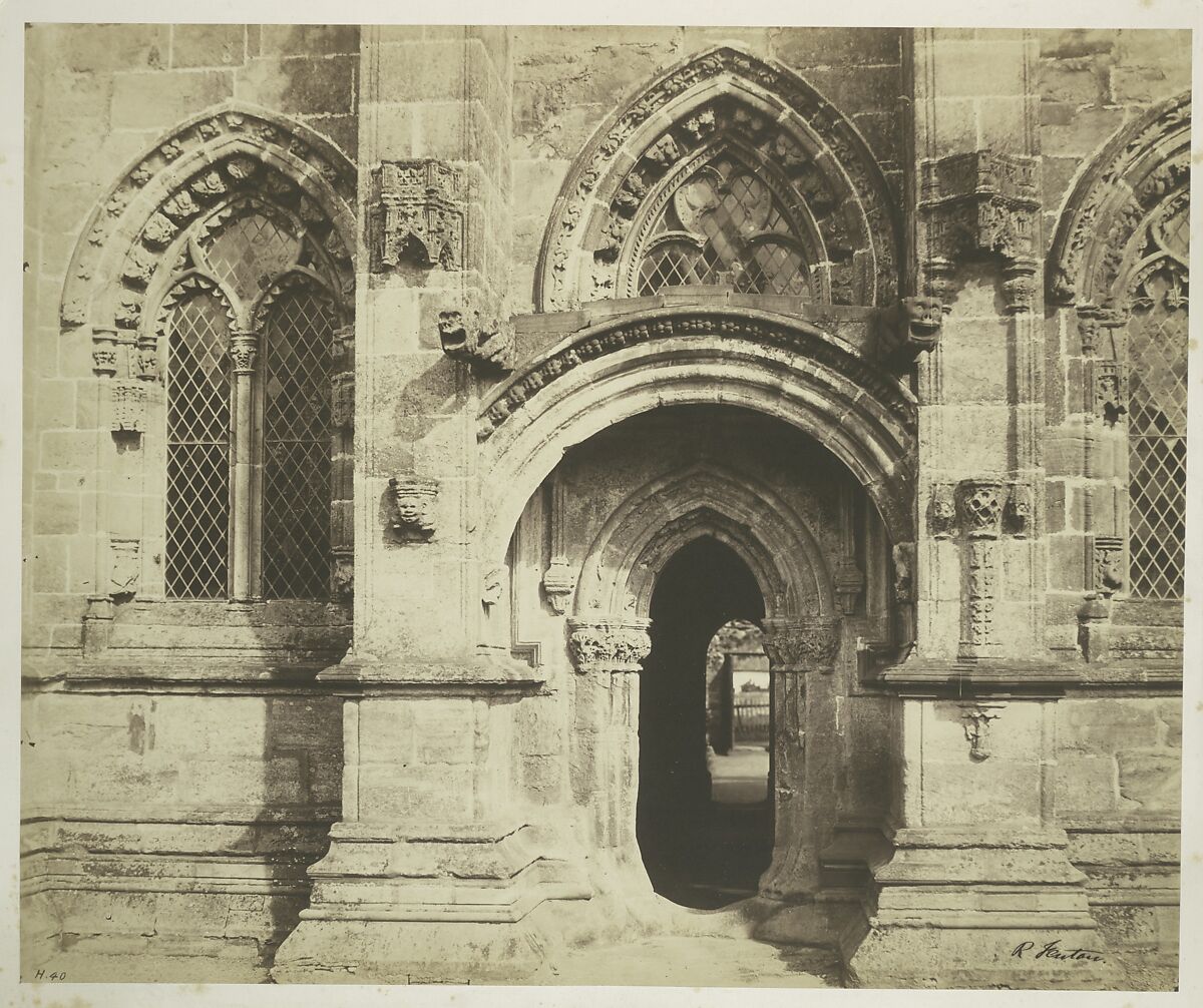 Roslin Chapel, South Porch, Roger Fenton (British, 1819–1869), Salted paper print from glass negative 