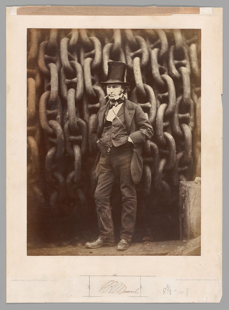 [Isambard Kingdom Brunel Standing Before the Launching Chains of the Great Eastern], Robert Howlett (British, 1831–1858), Albumen silver print from glass negative