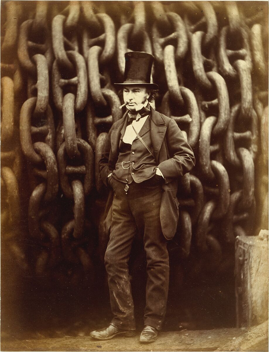 [Isambard Kingdom Brunel Standing Before the Launching Chains of the Great Eastern], Robert Howlett (British, 1831–1858), Albumen silver print from glass negative 