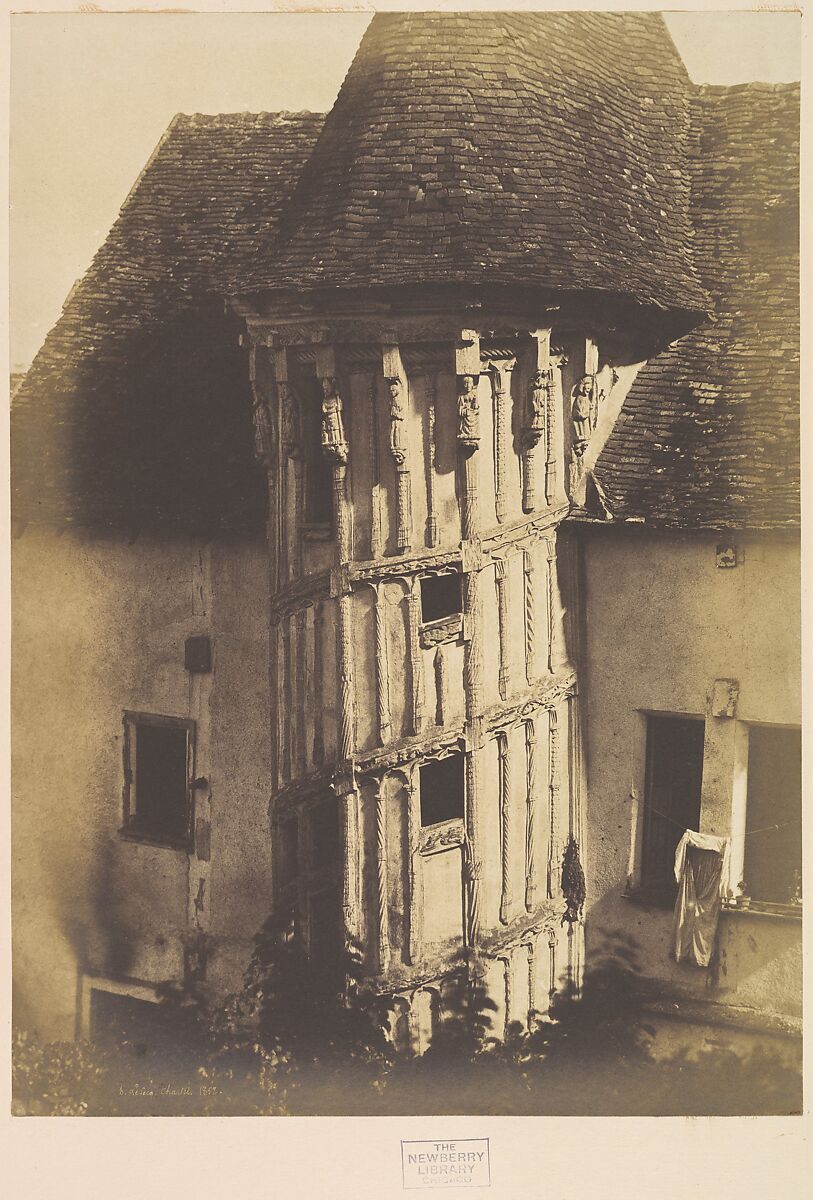 Wooden Staircase at Chartres, Henri-Jean-Louis Le Secq (French, Paris 1818–1882 Paris), Salted paper print from paper negative 