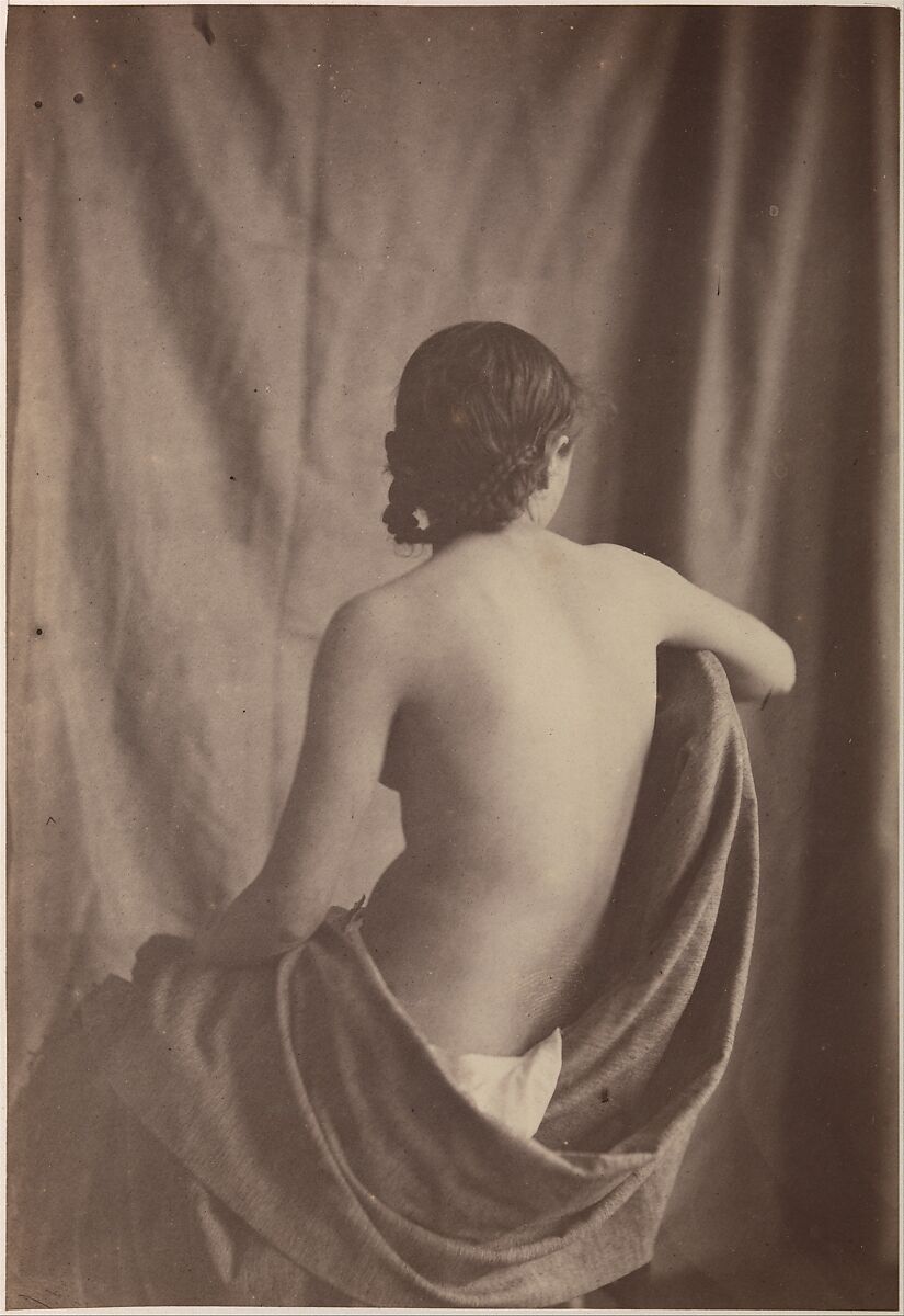 [Seated Female Nude], Eugène Durieu (French, Nîmes 1800–1874 Geneva), Albumen silver print from glass negative 