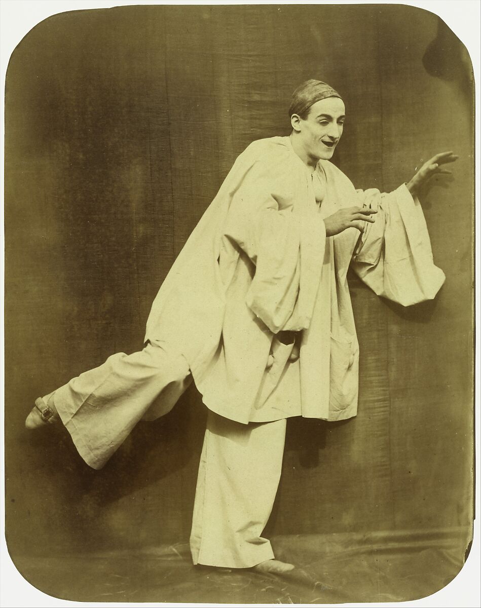 Pierrot Running, Nadar (French, Paris 1820–1910 Paris), Albumen silver print from glass negative 