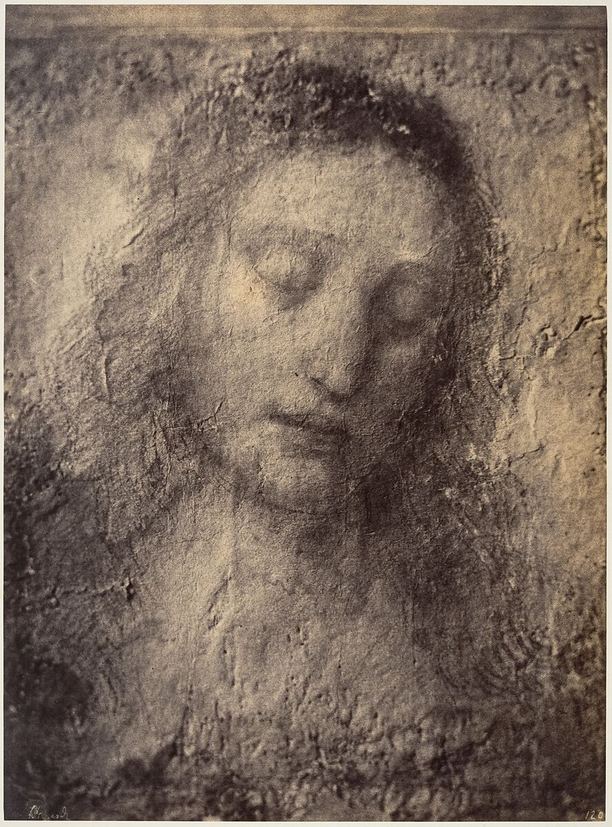 [Copy of the head of Christ from Leonardo da Vinci's “The Last Supper”], Léon Gérard (French, 1817–1896), Albumen silver print from paper negative 