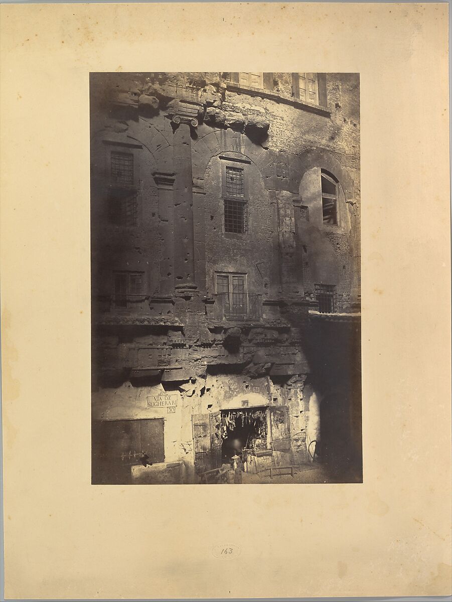 The Theater of Marcellus, from the Piazza Montanara, Robert Macpherson (British, Tayside, Scotland 1811–1872 Rome), Albumen silver print from glass negative 