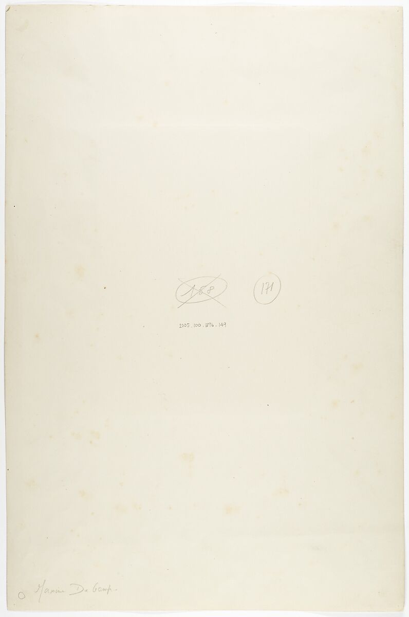 Westernmost Colossus of the Temple of Re, Abu Simbel, Maxime Du Camp (French, 1822–1894), Salted paper print from paper negative