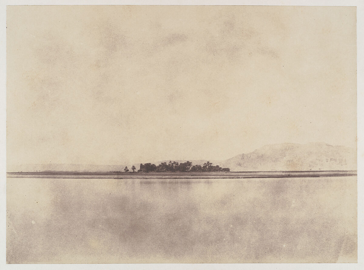 [The Nile in front of the Theban Hills], John Beasley Greene (American, born France, Le Havre 1832–1856 Cairo, Egypt), Salted paper print from paper negative 
