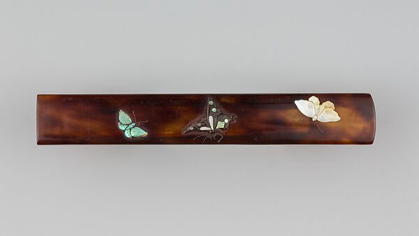 Knife Handle (Kozuka), Tortoise shell, mother-of-pearl, abalone shell, Japanese 