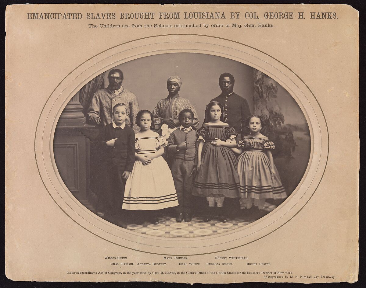 Emancipated Slaves Brought from Louisiana by Colonel George H. Banks, Myron H. Kimball (American, active 1860s), Albumen silver print from glass negative 