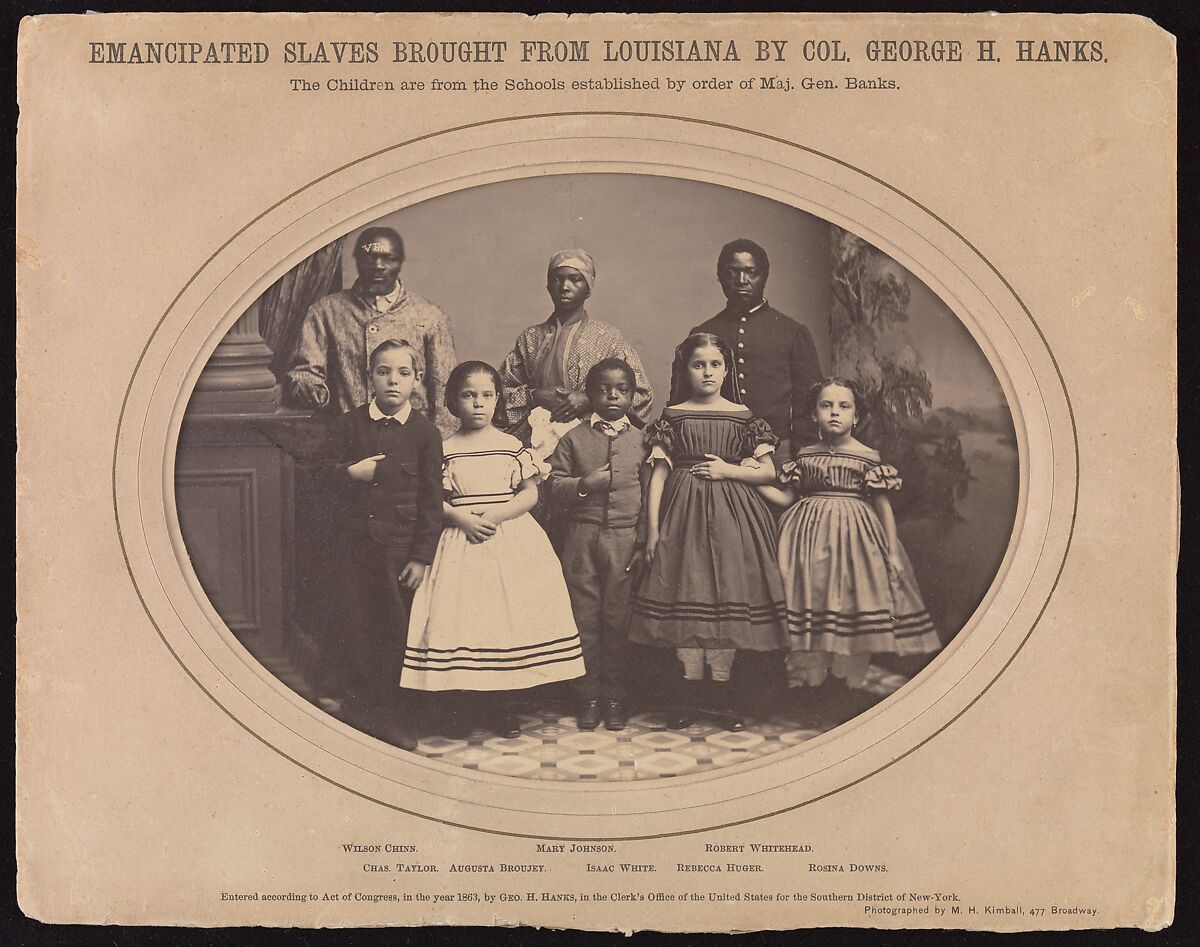 Emancipated Slaves Brought from Louisiana by Colonel George H. Hanks, Myron H. Kimball (American, active 1860s), Albumen silver print from glass negative 