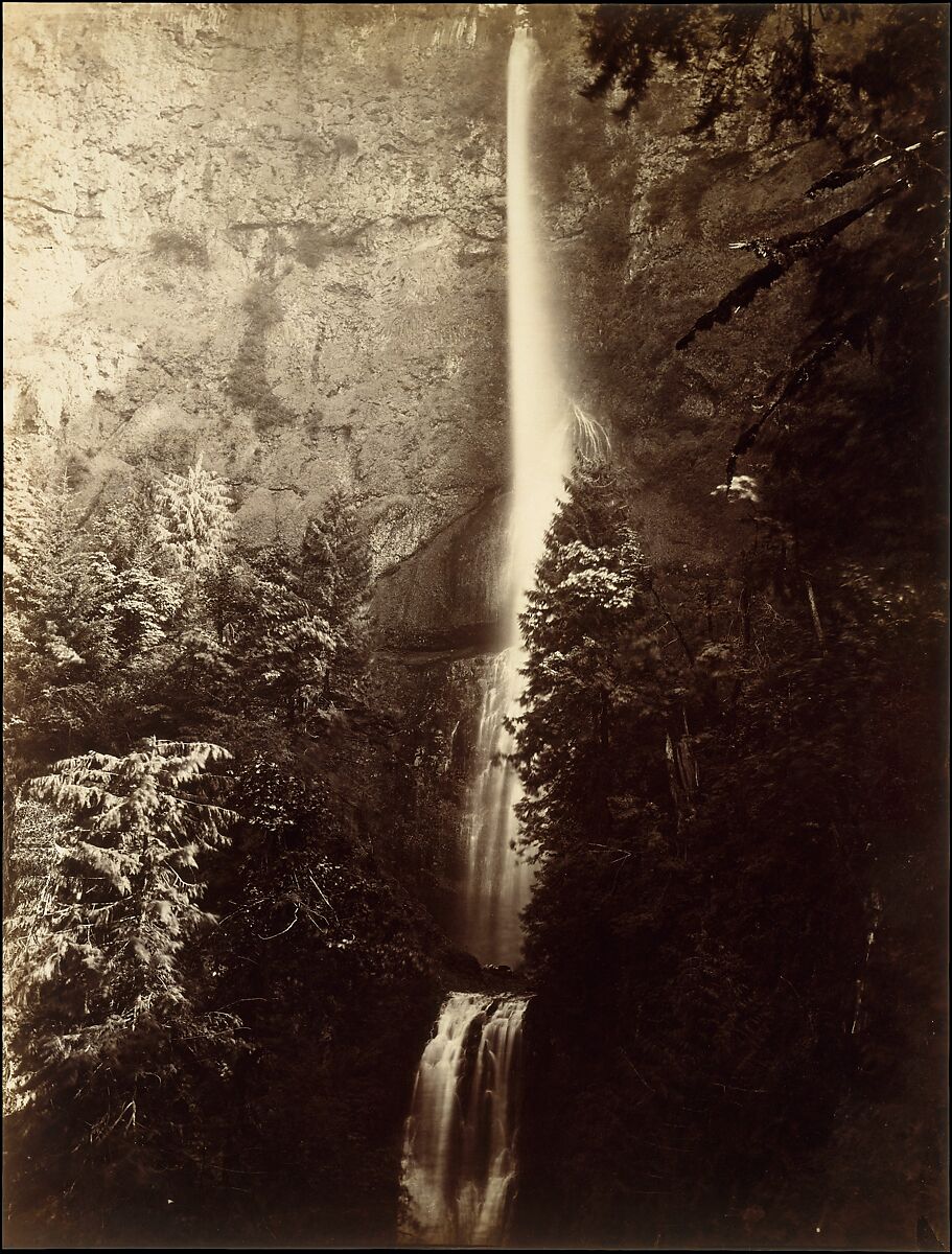 Multnomah Falls Cascade, Columbia River, Carleton E. Watkins (American, 1829–1916), Albumen silver print from glass negative 