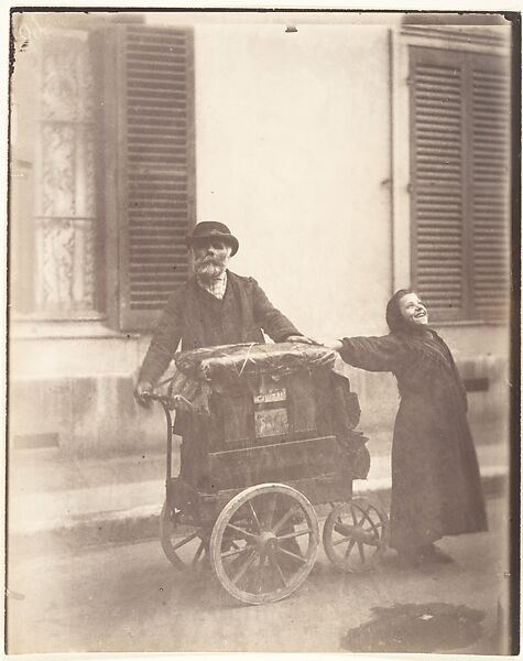 Organ Grinder and Street Singer Photographed by Eugène Atget Digital Download 1898 Antique French Photograph