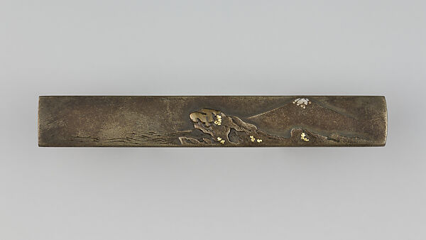 Knife Handle (Kozuka), Copper-silver alloy (shibuichi), gold, silver, Japanese 