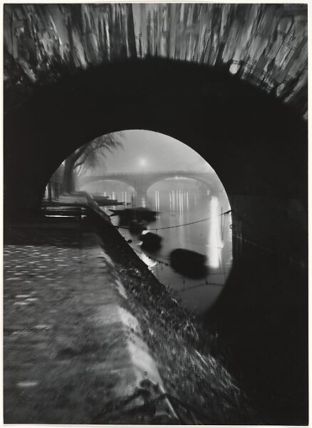 Looking through Pont Marie to Pont Louis Philippe, Paris, Brassaï (French (born Romania), Brașov 1899–1984 Côte d&#39;Azur), Gelatin silver print 