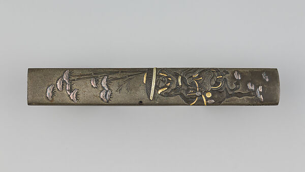 Knife Handle (Kozuka), Copper-silver alloy (shibuichi), gold, silver, Japanese 