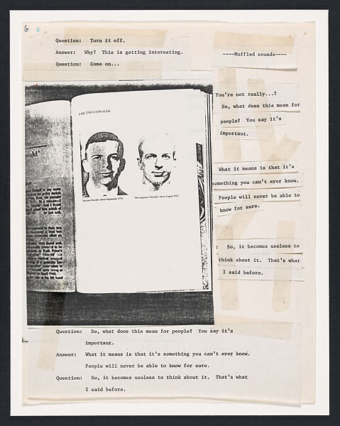 The Lee Harvey Oswald Interview, Lutz Bacher (American, died 2019), Photocopies, typescript, tape, and ink