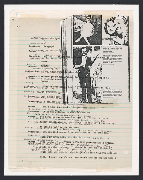 The Lee Harvey Oswald Interview, Lutz Bacher (American, died 2019), Photocopies, typescript, tape, and ink
